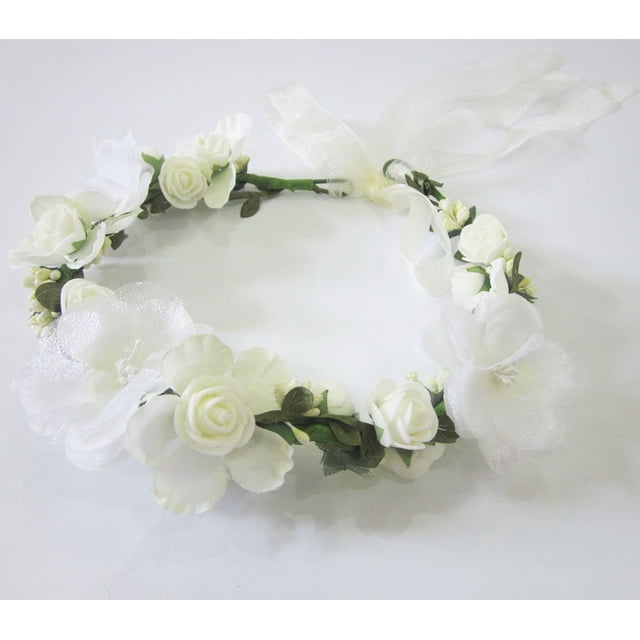 Guirlande de Fleurs de Mariée Bandeau Couronne de Fleurs Couronne de Cheveux Halo Ruban Réglable Mariage Festivals