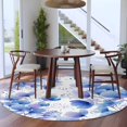thumbnail image 3 of Blue Flowers Round Area Rug 6Ft Washable Circle Rugs for Bathroom Office, Spring Botanical Blossom Florals Plants Non-Slip Carpet Floor Mats Indoor Outdoor Carpet Runner Aesthetic Home Decor, 3 of 8