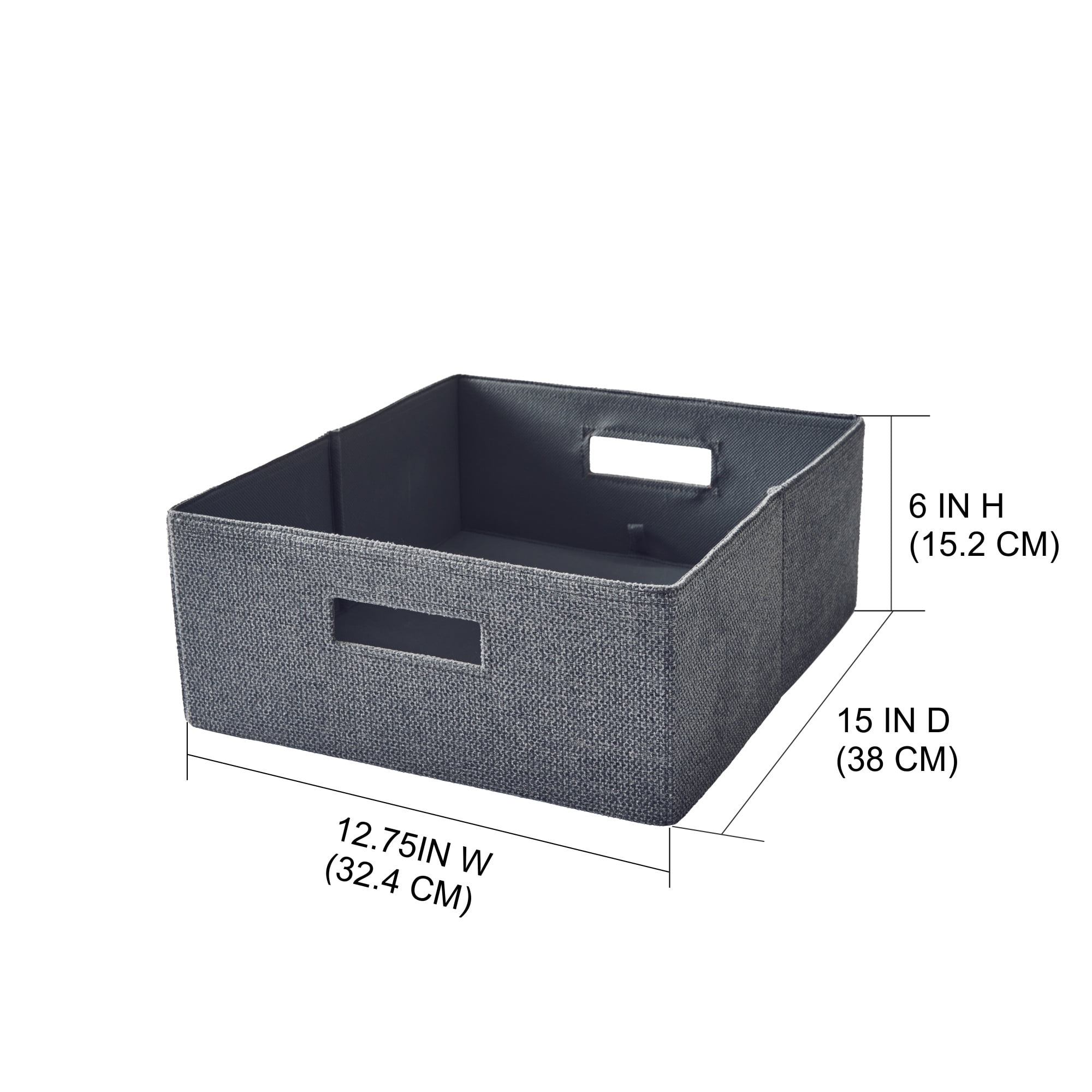 Better Homes & Gardens Half-Size Fabric Storage Bin, Gray Textured