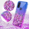 thumbnail image 3 of Liquid Quicksand Glitter Phone Case for Moto G Play 2023/G Pure / Moto G Power 2022 Case for Girls Women Clear Phone Case Cover - Purple/Blue, 3 of 5
