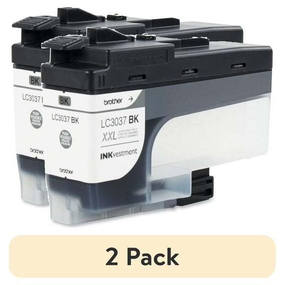 (2 pack) Brother Genuine LC3037BKS High-Yield Black Printer Ink Cartridge