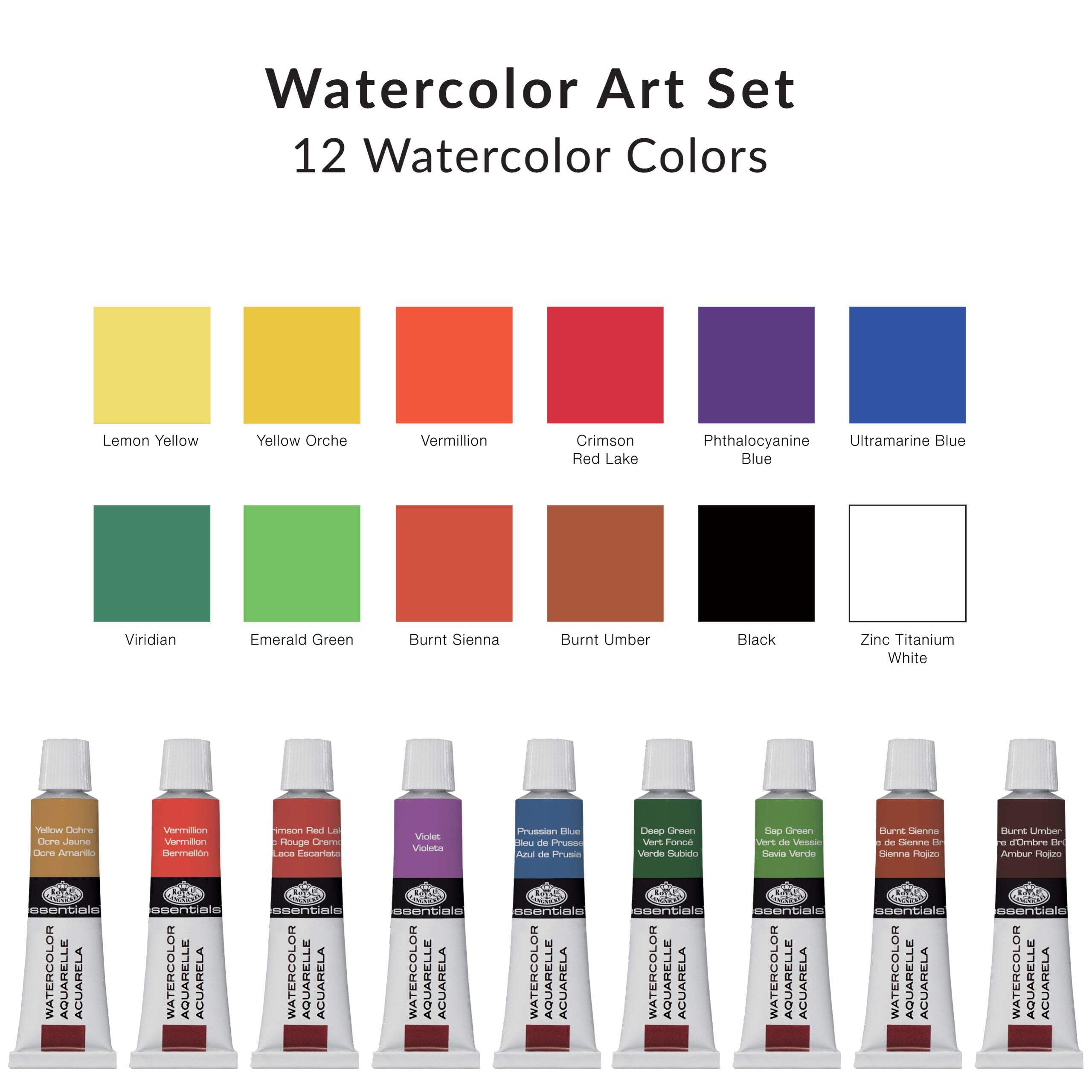 Royal & Langnickel Essentials™ 28pc Black Series Watercolor Wooden Box Art Set