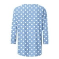 thumbnail image 6 of QUNYINEY Women's T Shirts Casual Crew Neck 3/4 Sleeve Polka Dot Tops Summer Button Loose Pullover Women's Tops, 6 of 7