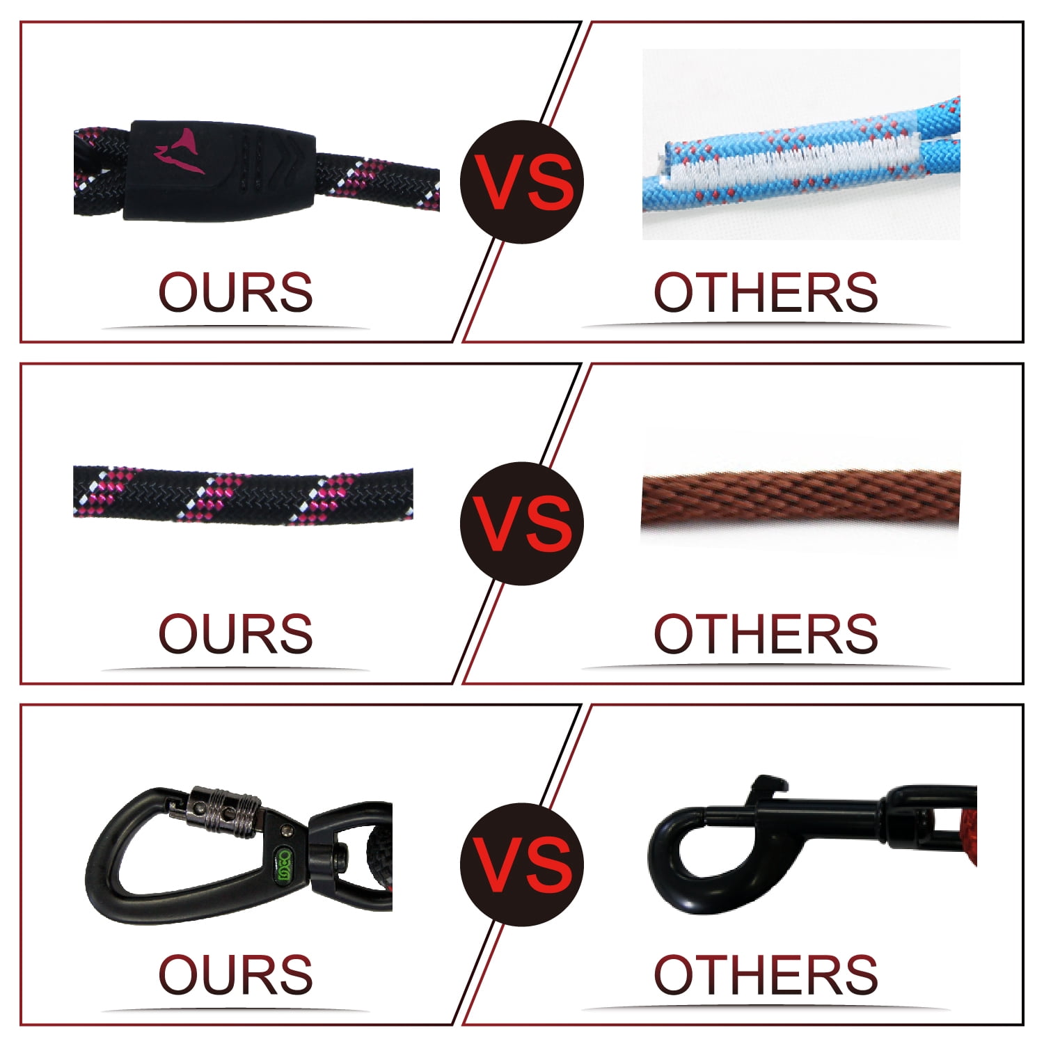 4ft/5ft Reflective Rope Dog Leash with Soft Rubber Handle - Perfect for Medium and Large Sized Dogs