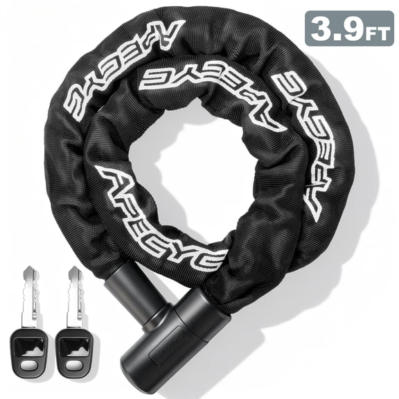 Apecyc 3.9FT Heavy Duty Bike Chain Lock, 8mm Security Bicycle Lock with Auto-Shutter & 2 Keys for Motorcycle, Gates, Sheds