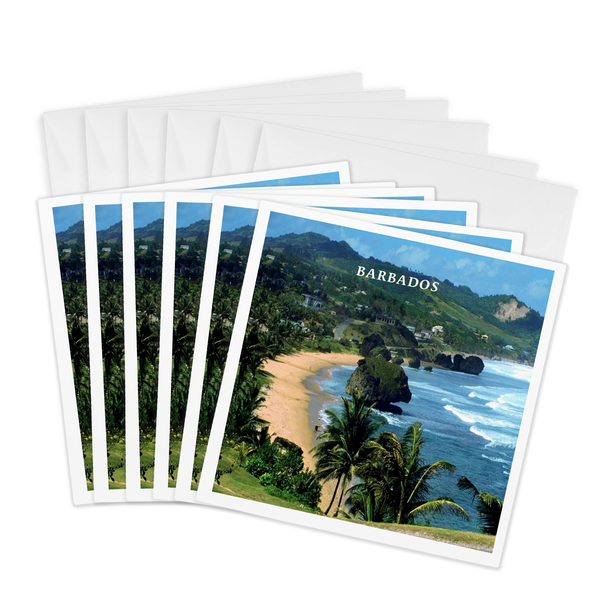 3drose Barbados Beach 6 Greeting Cards with Envelopes