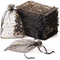thumbnail image 1 of 100 bolsas de organza con forma de luna y estrella, 11 x 16 cm, bolsas de regalo para bodas con cordón, bolsas de organza negras, bolsas de regalo, 1 of 5