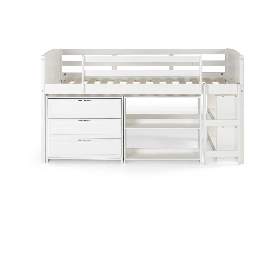 Donco Kids Louver Twin White Modular Low Loft Bed - Group B, Twin, White