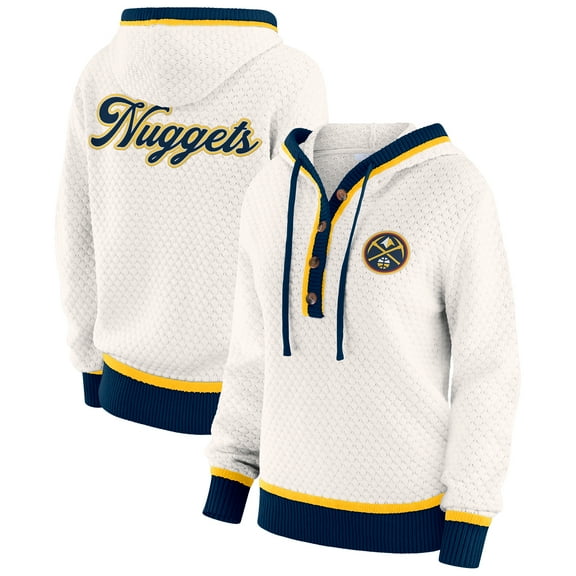 Women's WEAR by Erin Andrews Cream Denver Nuggets Plus Size Hoodie Sweater