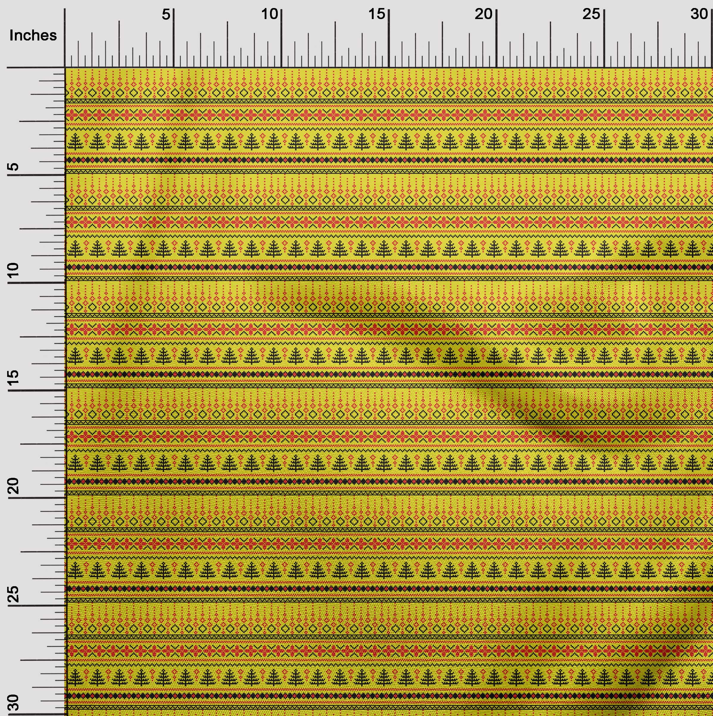 oneOone Rayon Yellow Fabric Merry Christmas Dress Material Fabric Print Fabric By The Yard 56 Inch Wide