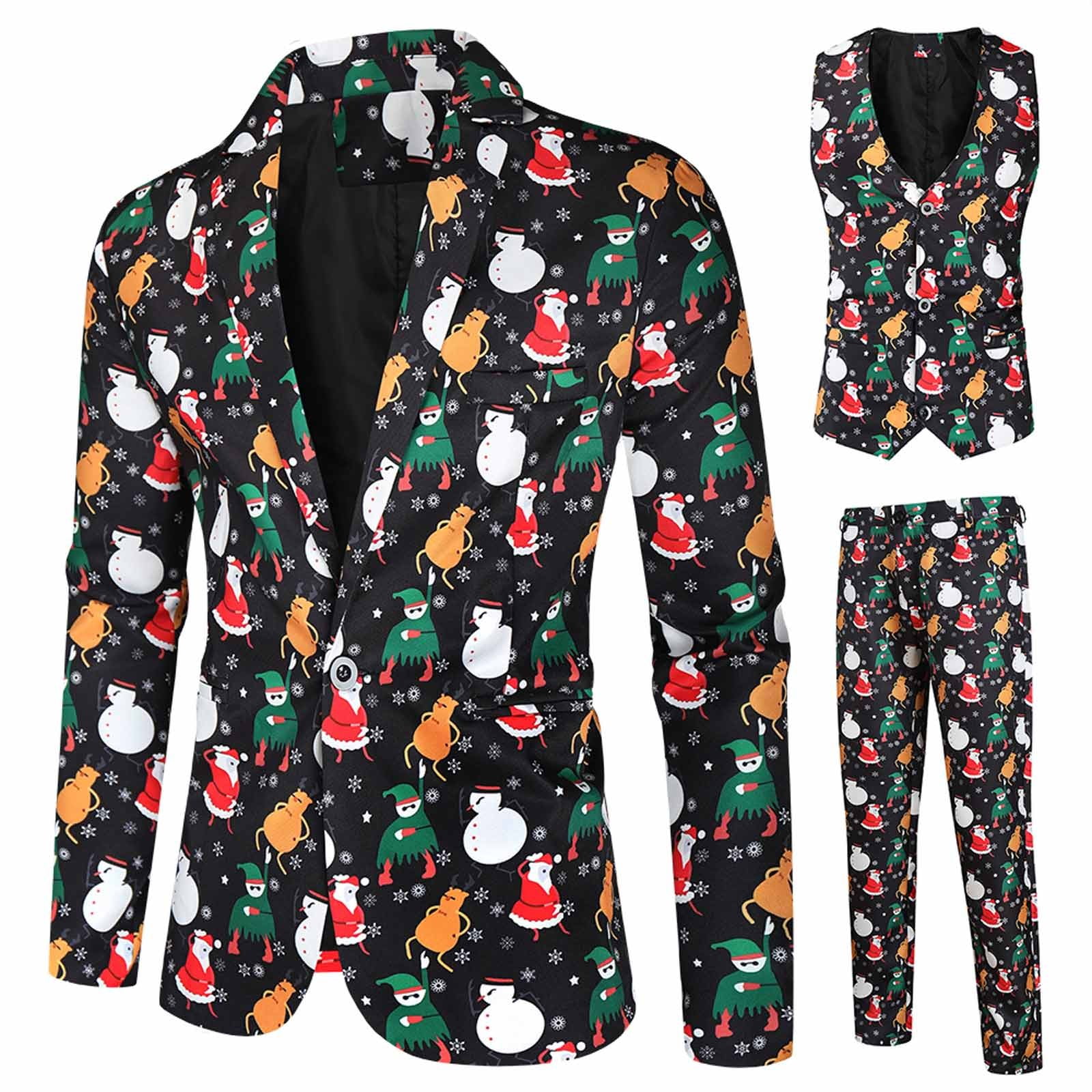 Mourn Manufacturing Smooth Lanhui Mens Christmas Suit Different Prints Xmas Costume Include Jacket  Pants Waistcoat - Walmart.com