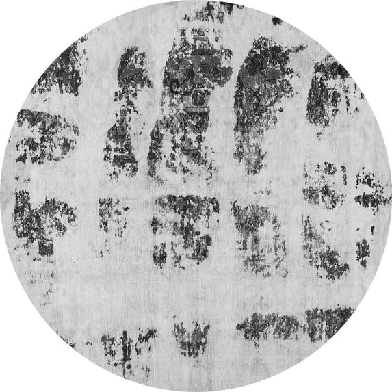 Ahgly Company Indoor Round Abstract Gray Modern Area Rugs, 5' Round
