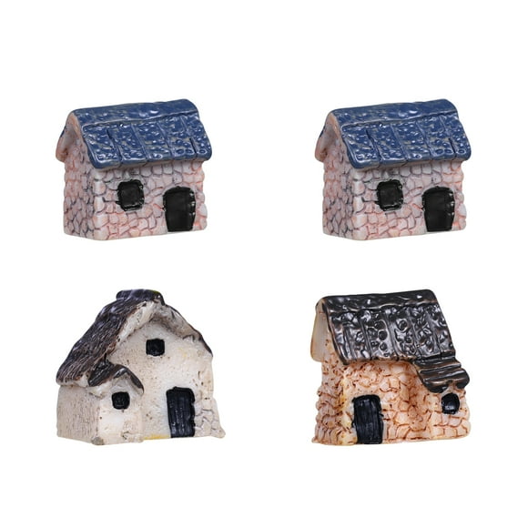 Winomo 4PCS Miniature Gardening Landscape Micro Village Stone Houses Thumbnail House Thatched Huts DIY Bonsai Terrarium