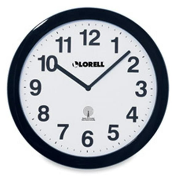 Wall Clock- 12in.- Arabic Numerals- White Dial-Black Frame