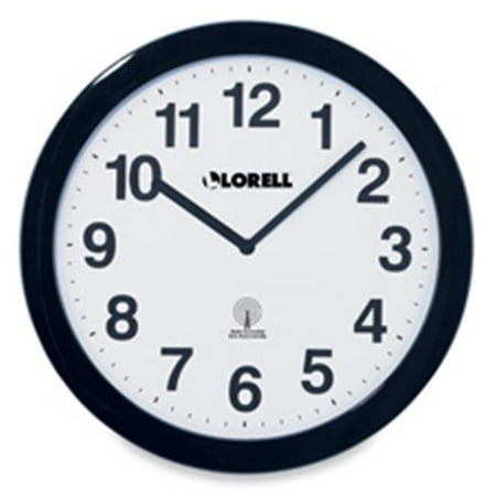 Wall Clock- 12in.- Arabic Numerals- White Dial-Black Frame