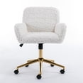 thumbnail image 6 of ENYOPRO Office Chair with Chrome Legs, Ergonomic Teddy Desk Chair Vanity Chair with Wheels, Modern Computer Chair for Home Office, White, 6 of 7