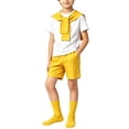 thumbnail image 3 of Odeerbi Niños 4 Piezas Preppy Traje Manga Corta Camiseta + Traje Pantalones Cortos + Chal + Calcetines Escenario Conjunto de Rendimiento, 3 of 7