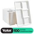 thumbnail image 6 of Vplus 100% Compostable Bagasse 5 Compartment Paper Plate, 12.5*8.6 inch, White,100 Pack, 6 of 7