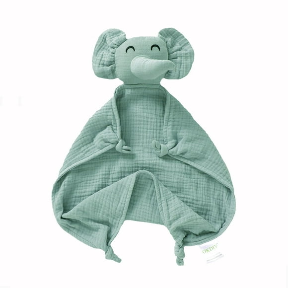 Manta ecológica Okdiy con muselina de elefante para bebés, 30 x 30 cm