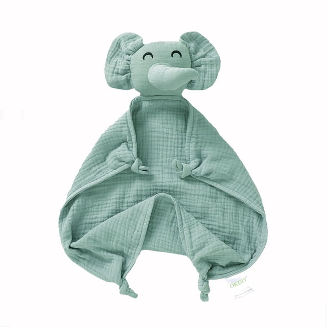 Manta ecológica Okdiy con muselina de elefante para bebés, 30 x 30 cm