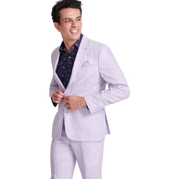 Bar Iii Mens Slim fit Suit Jacket Blazer 44 L Lavender Purple Solid Linen