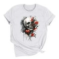 thumbnail image 4 of Busydd Womens Summer Tops Skull Print T Shirts for Women Casual Short Sleeve Round Neck Graphic Tees Comfortable Cotton T-Shirts L, 4 of 6