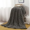 thumbnail image 1 of RBCKVXZ Manta con peso para adultos, tamaño individual, suave y difusa, de jacquard sherpa, para dormir, acogedora y esponjosa manta de punto para sofá cama, gris, 71 x 99 cm, 1 of 6