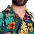 thumbnail image 5 of Flower Butterfly Men's Short Sleeve Beach Shirts, Casual Printed Poplin Button Down, Unisex Summer Hawaiian Shirt, 5 of 6