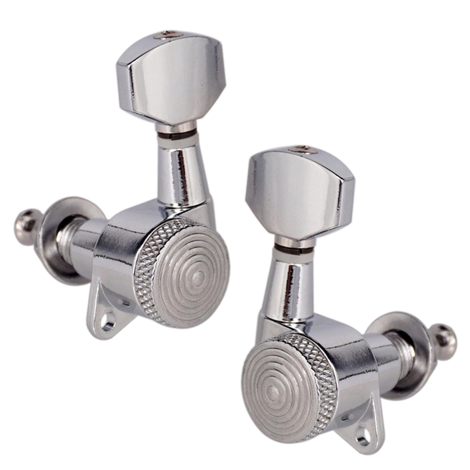 LeeQinersw 6Pack of Guitar String Peg Locking Tuners Tuning Pegs Guitar for Machine Head Guitar Parts & Accessories 6R Silver