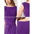 thumbnail image 5 of DARING DIVA Formal Sheath Ruched Boat Neck Cap Sleeve Elegant Dress S Purple, 5 of 6