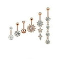 thumbnail image 1 of Belly Ring  Rhinestone Belly Ring  Body  Ring 6Pcs Stainless Steel Rhinestone Belly Ring Navel Nail Body  Ordinary Rose Gold, 1 of 1