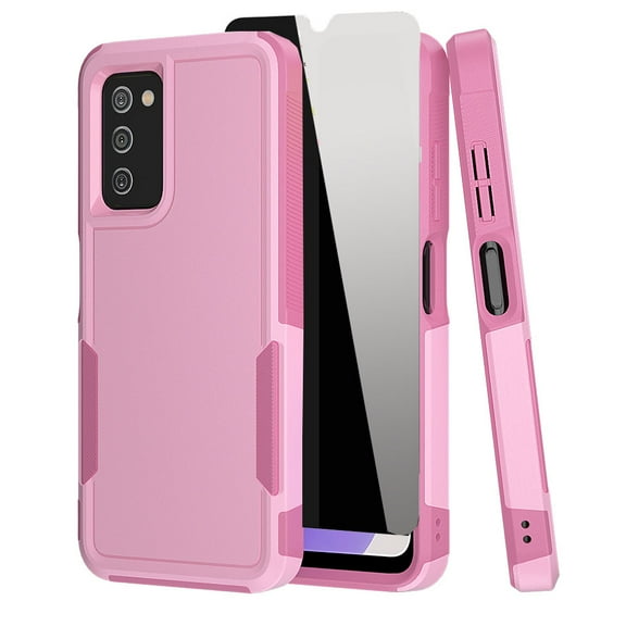 NIFFPD Samsung Galaxy A03S Case with Screen Protector (Anti Spy Privacy) Tough Rugged Shockproof Protective Phone Case for Galaxy A03S Pink