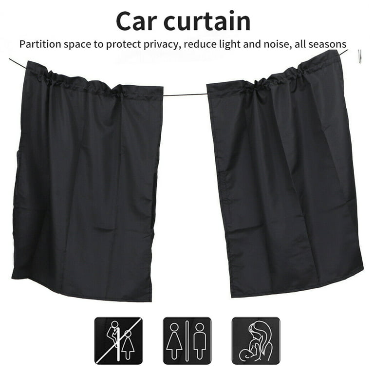 Car Interior Sun Shade Partition Curtains, Van Cab Travel Sunshade Curtain  Detachable Privacy Curtain, Car Front And Rear Partition Curtain Black,69*8