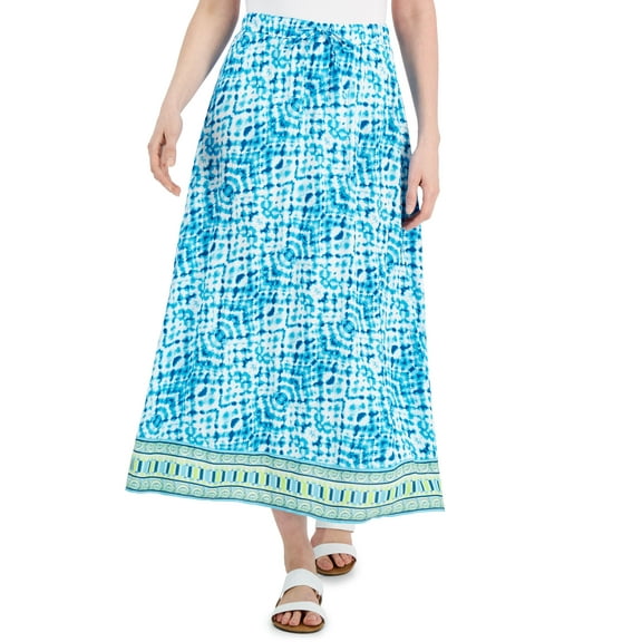 JM Collection Petite A-Line Maxi Skirt Seafoam Blue Combo PL