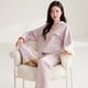 thumbnail image 3 of Conjunto de Pijamas con lazo para mujer, ropa de dormir bonita, Kawaii, pantalones largos de manga larga, pijama acogedor con botón, Otoño e Invierno, 3 of 5