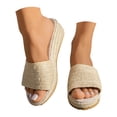 thumbnail image 3 of DAFEI Tassel Trim Sandals with Woven Straps Platform Wedge Heel Rope Sole Boho Toe Ring Slip On Sandals for Summer, 3 of 8