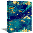 thumbnail image 1 of Rosework Framed Canvas Wall Art, 24x36 Inch, Blue and Gold Abstract, Made In USA, 1 of 6