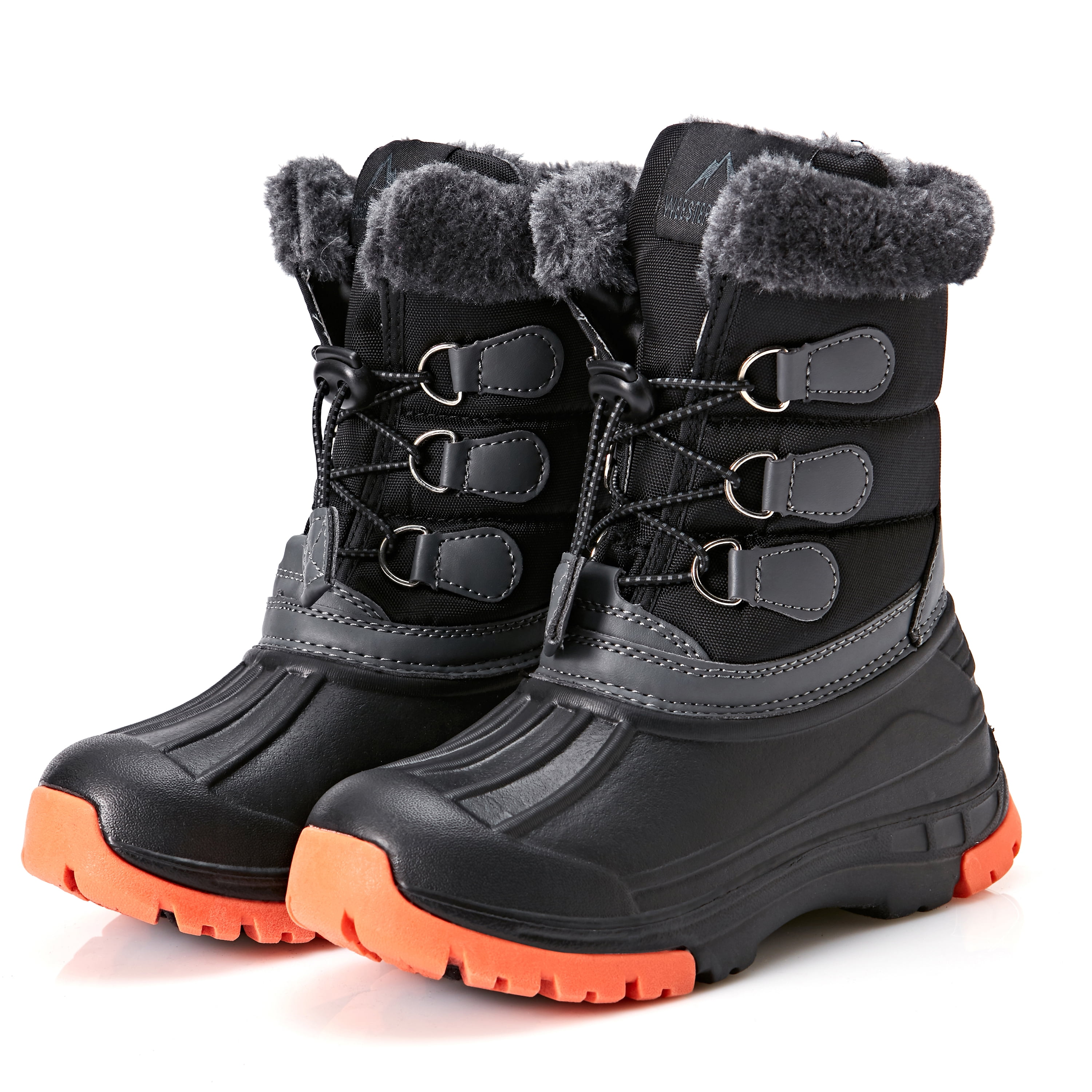 XinYiQu Kids Winter Fur Lining Martin Boots Leather Snow Boots for Boys Girls