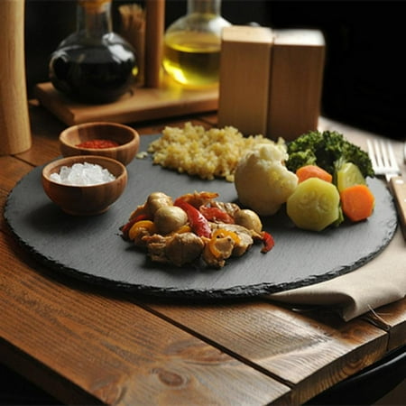

Slate Stone Drink Coasters - Round Black Natural Edge Stone Drink Coasters for Bar and Home- 6 x 6