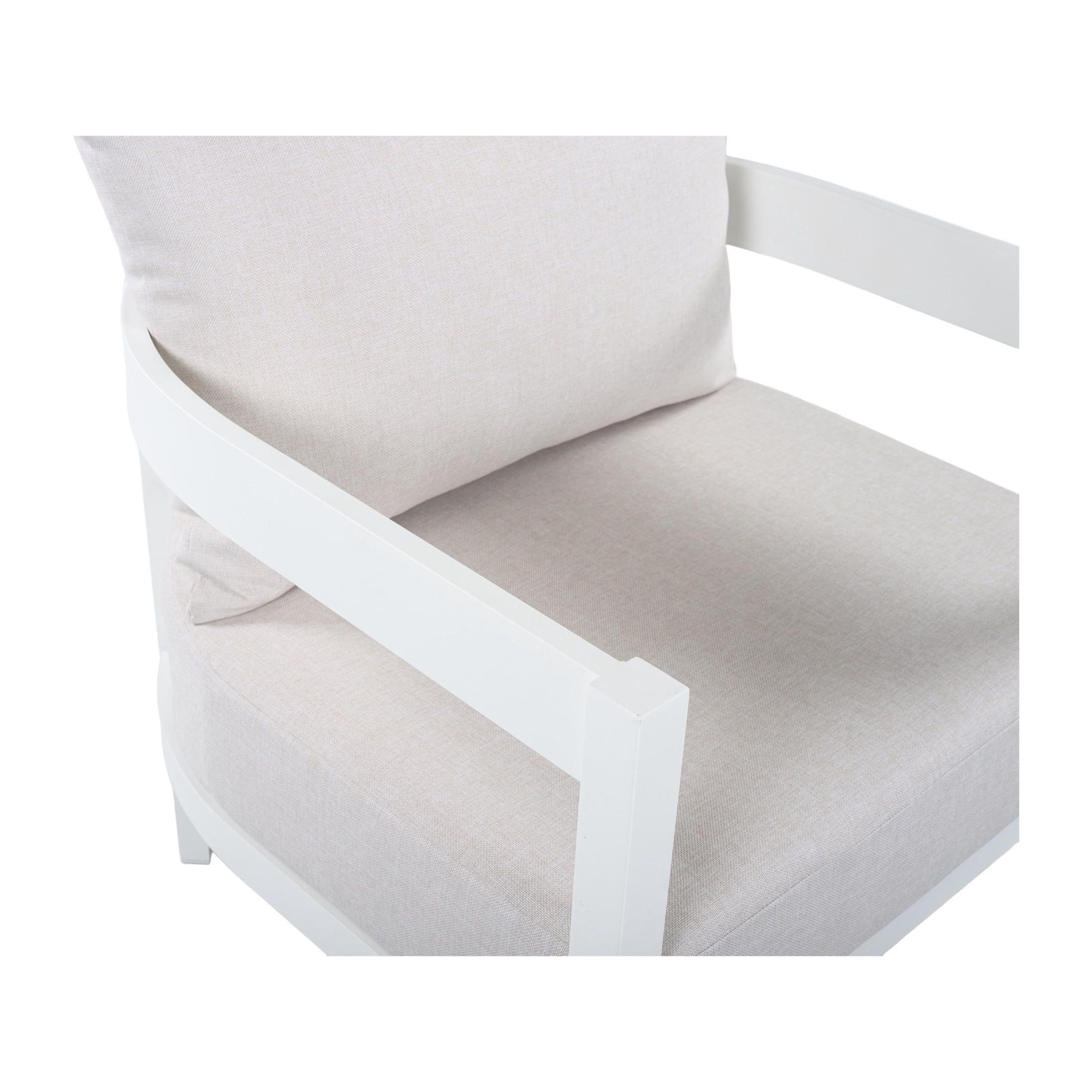 Christopher Knight Home Outdoor Curved Patio Accent Chair with Cushion, White + Beige