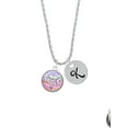 thumbnail image 2 of Delight Jewelry Silvertone Domed Multi Color MN Silvertone Script Initial Disc - K - Charm Necklace, 20"+3", 2 of 4