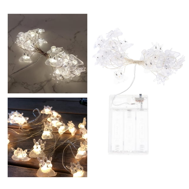 Luz de decoración de de Pascua, luces de cadena, 20 luces LED que funcionan con decoración para hogar, , Pascua, conejo doble perfecl Luces de hadas