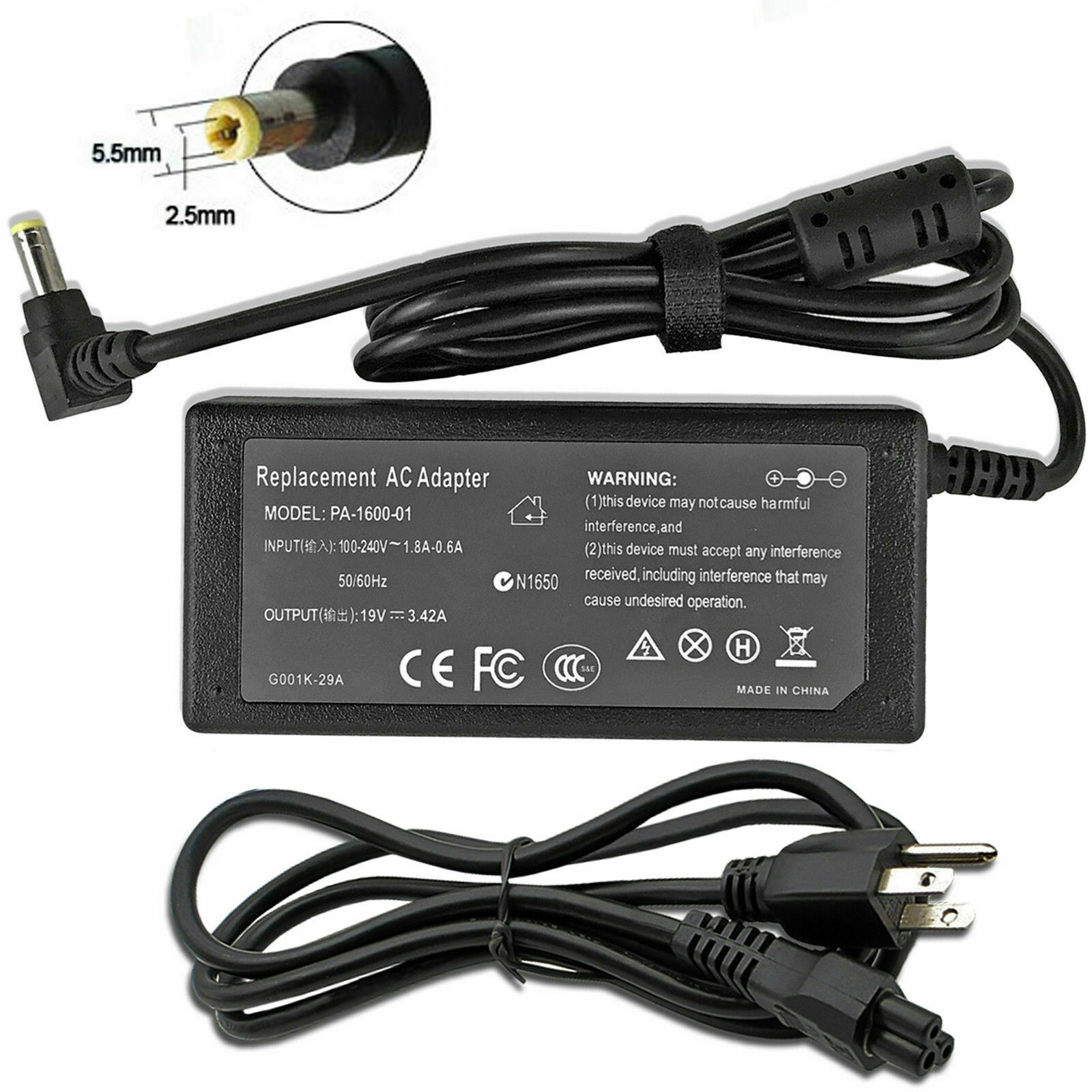 AbleGrid 19V 3.42A AC Adapter For Gateway NEW95 Laptop – Power Supply Charger Cord