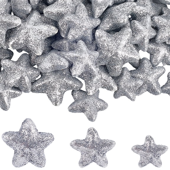 60Pcs Glitter Foam Star Vase Filler Star Foam Shapes Table Decor Silver Filler Glitter Ornaments Party Centerpieces for Wedding Christmas Home Table Scatter Arts Crafts Holiday Decoration DIY
