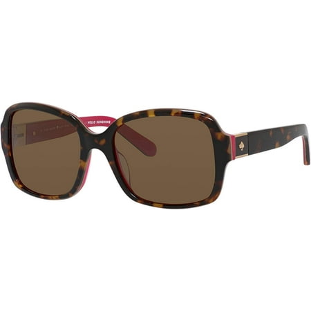 Annora/P/S 0S0U 564MM Havana Pink/Dark Brown Polarized Square Sunglasses for Women + FREE Complimentary Eyewear Kit
