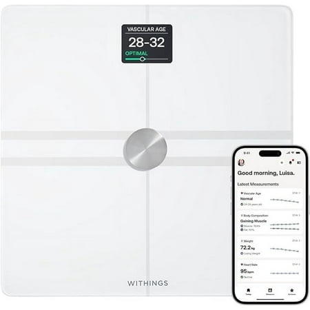 WITHINGS Body Comp - Scale for Body Weight and Complete Body Analysis Wi-Fi & Bluetooth Baby Digital Scale Accurate Visceral Fat Heart Health Scales Compatible with Apple FSA/HSA