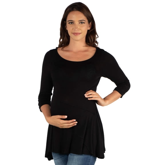 Maternity Boat Neck Ruched Swing Tunic Top