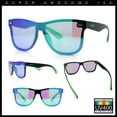 thumbnail image 2 of Kush Premium Mens Shield Horn Rim Mirror Lens Sunglasses Black Green Mirror, 2 of 9