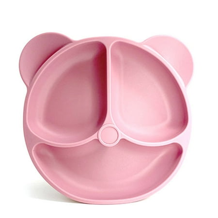 

Baby Suction Plate Silicone Smile Bear Tableware Compartment Eating Training for BPA Free Microwave Dishwasher Safe