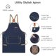 thumbnail image 3 of Genixart Chef Apron for Men Women with Pockets, Cotton Canvas Apron for Kitchen Cooking Baking Artist Painting, Cross Back Work Aprons for Shop, Garde, 3 of 5